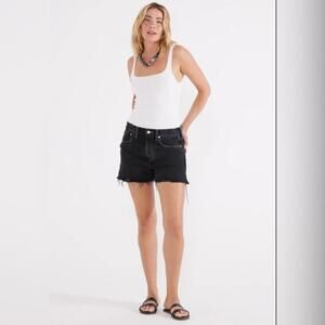 NWT Etica‎ Ethical Black Denim Relaxed Fit Cutoff Jean Shorts With Side Slits 30
